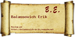 Balassovich Erik névjegykártya